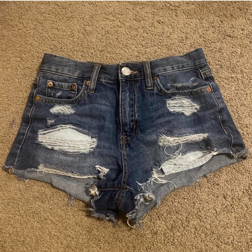 Ripped jean shorts